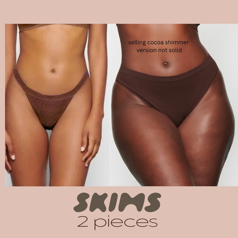 NWT SKIMS [ 2PC  4X ] Logo Mesh Foil Skimpy Thong +‎ Smoothing Thong Cocoa T2047